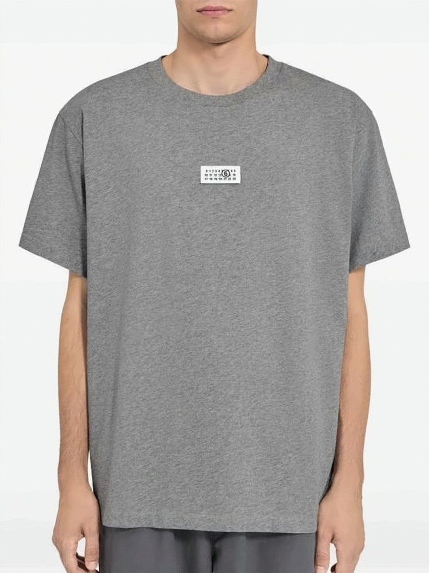 Mm6 By Maison Margiela Boxy Fit Grey T-Shirt With Rectangular Chest Patch