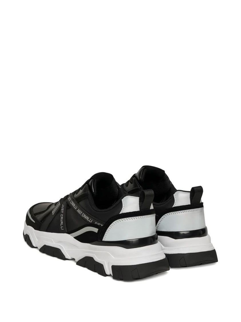 Just Cavalli Panelled Black Low-Top Sneakers