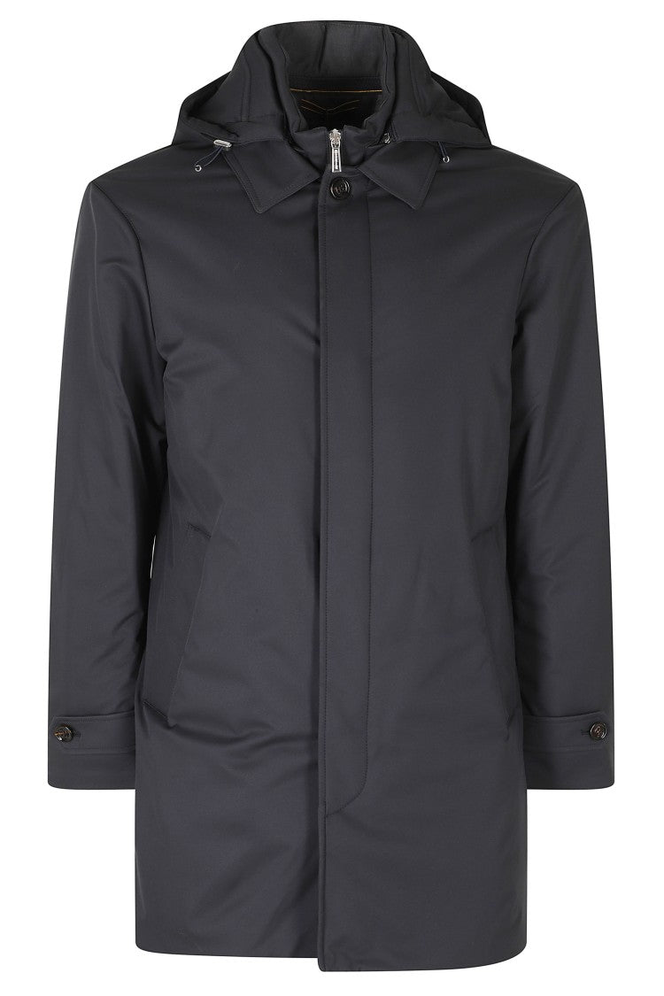 Moorer Dark Blue Ralli Ads Polyester Hooded Jacket