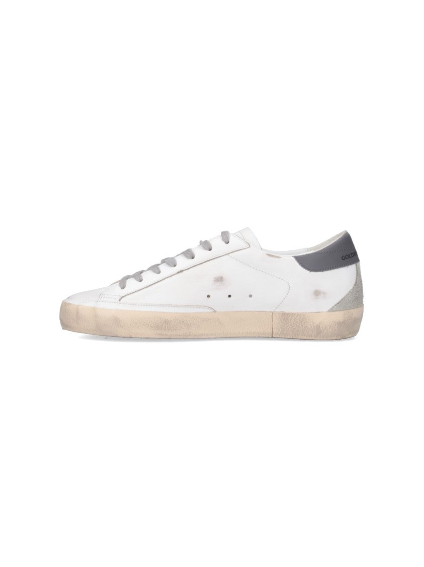 Golden Goose Worn-In White Leather Sneakers With Grey Suede Accents