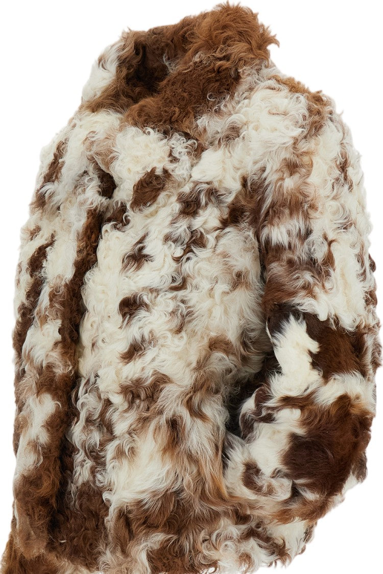 Martha Louis Natural Curly Sheep Shearling Jacket With Concealed Fastening