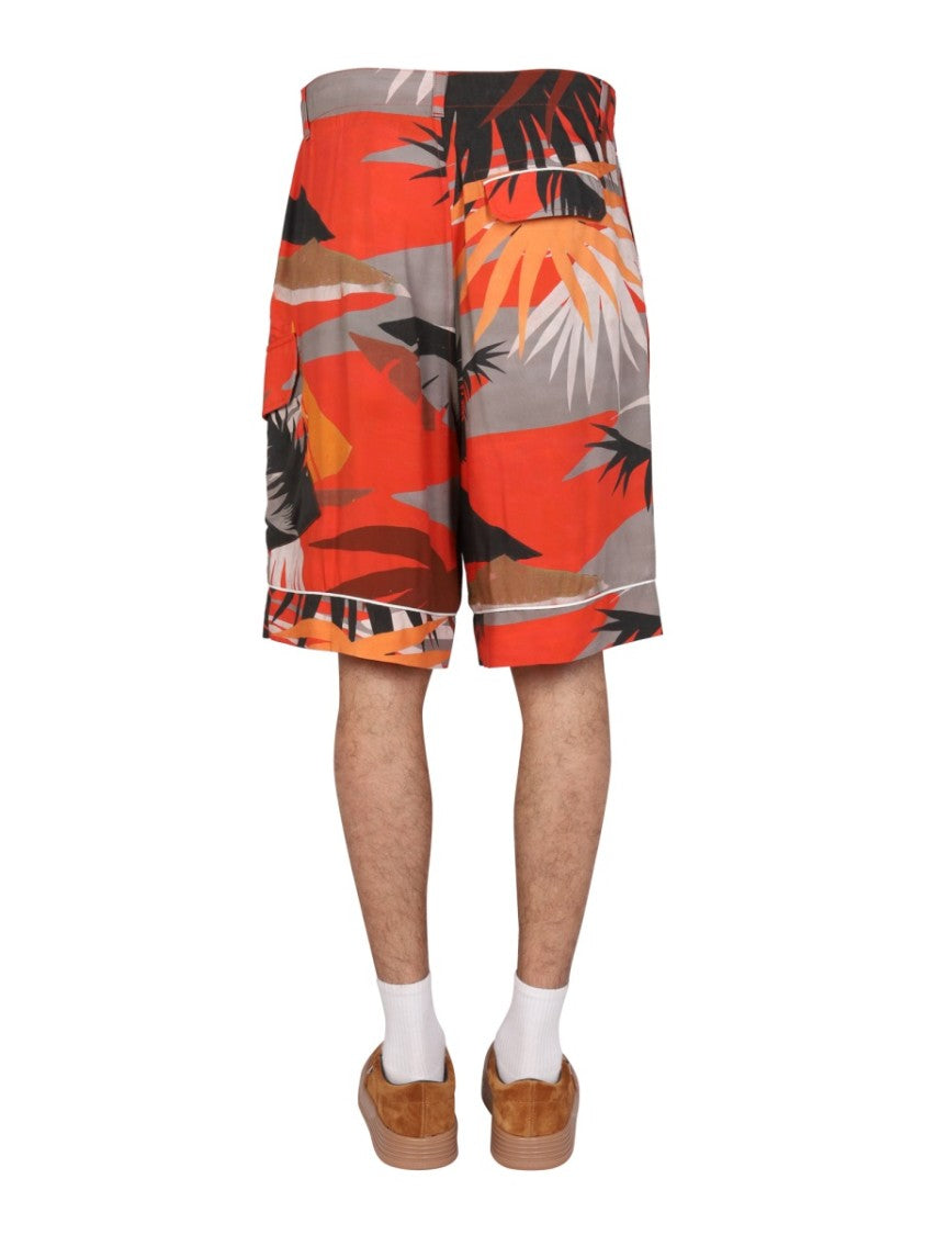 Palm Angels Tropical Print Cargo Bermuda Shorts