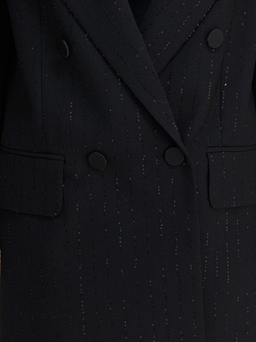Max Mara Tailored Double-Breasted Jacket With Vertical Pinstripe Detail
