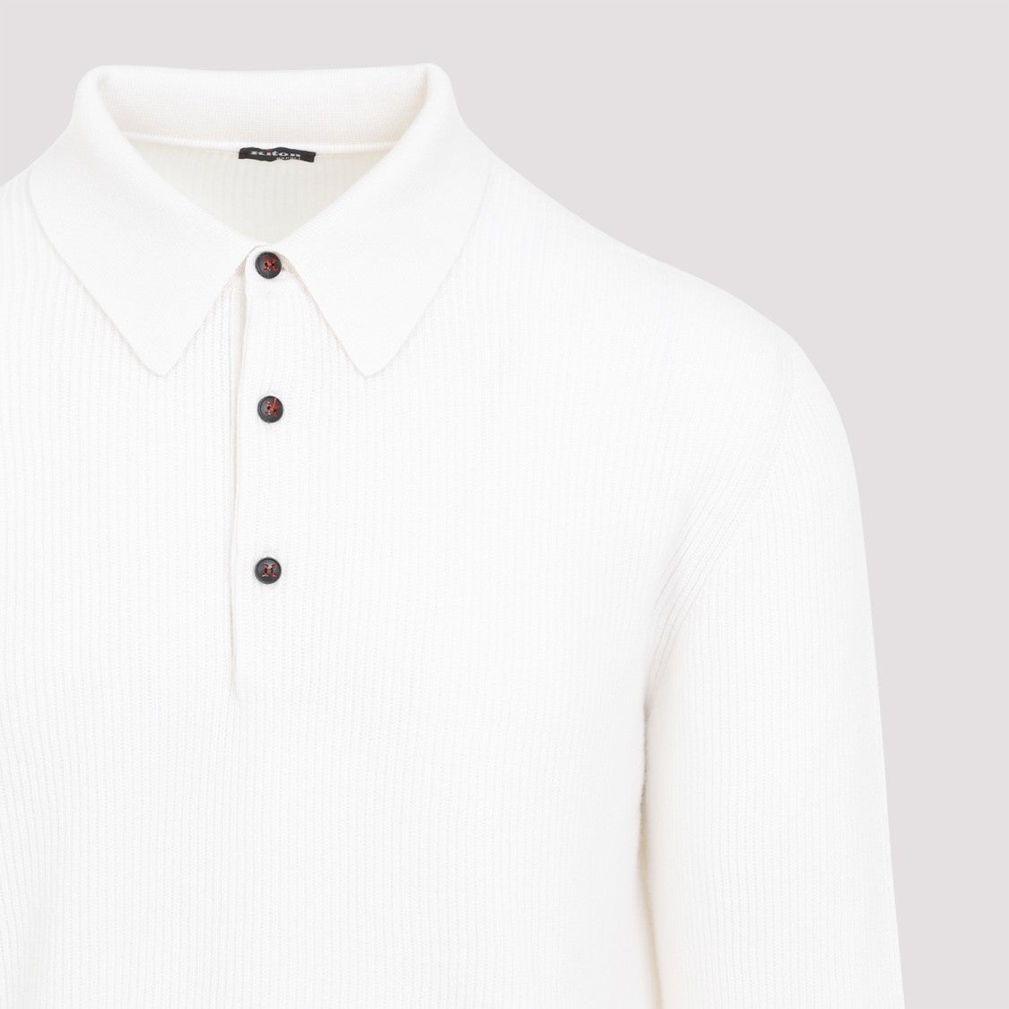 Kiton White Cashmere Knit Polo