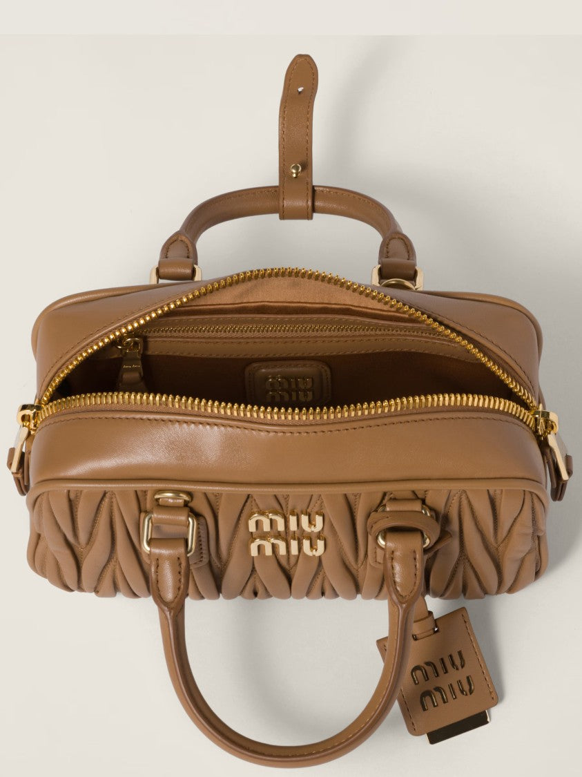 Miu Miu Textured Leather Handbag With Gathered Detailing
