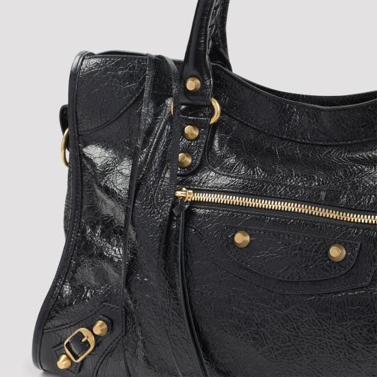 Balenciaga Textured Black Leather Medium Shoulder Bag