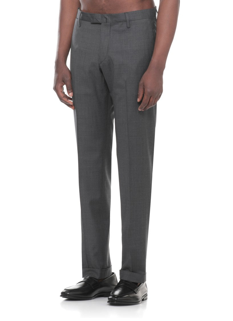 Briglia 1949 Grey Virgin Wool Straight-Leg Pants