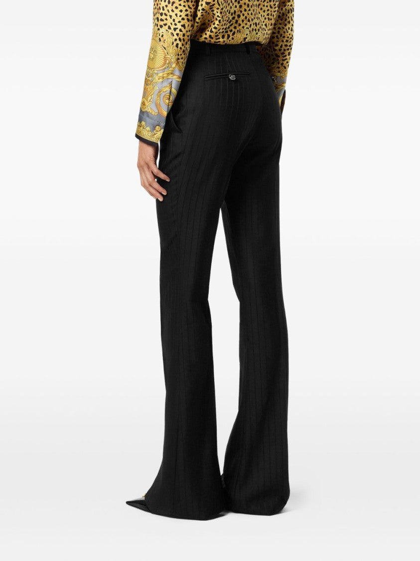 Versace Flared Black Trousers With High Waist