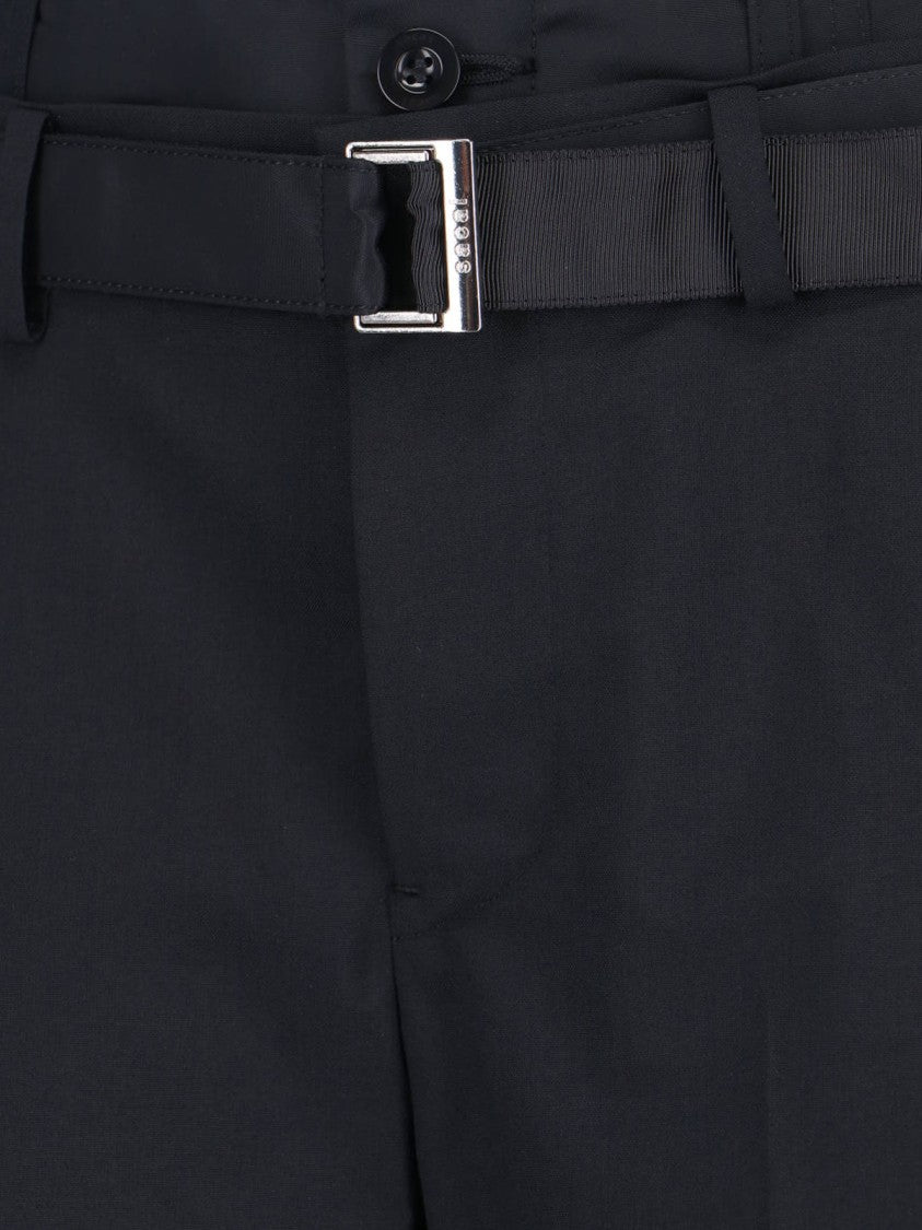 Sacai Straight-Leg Black Trousers With Tailored Silhouette And Minimal Detailing