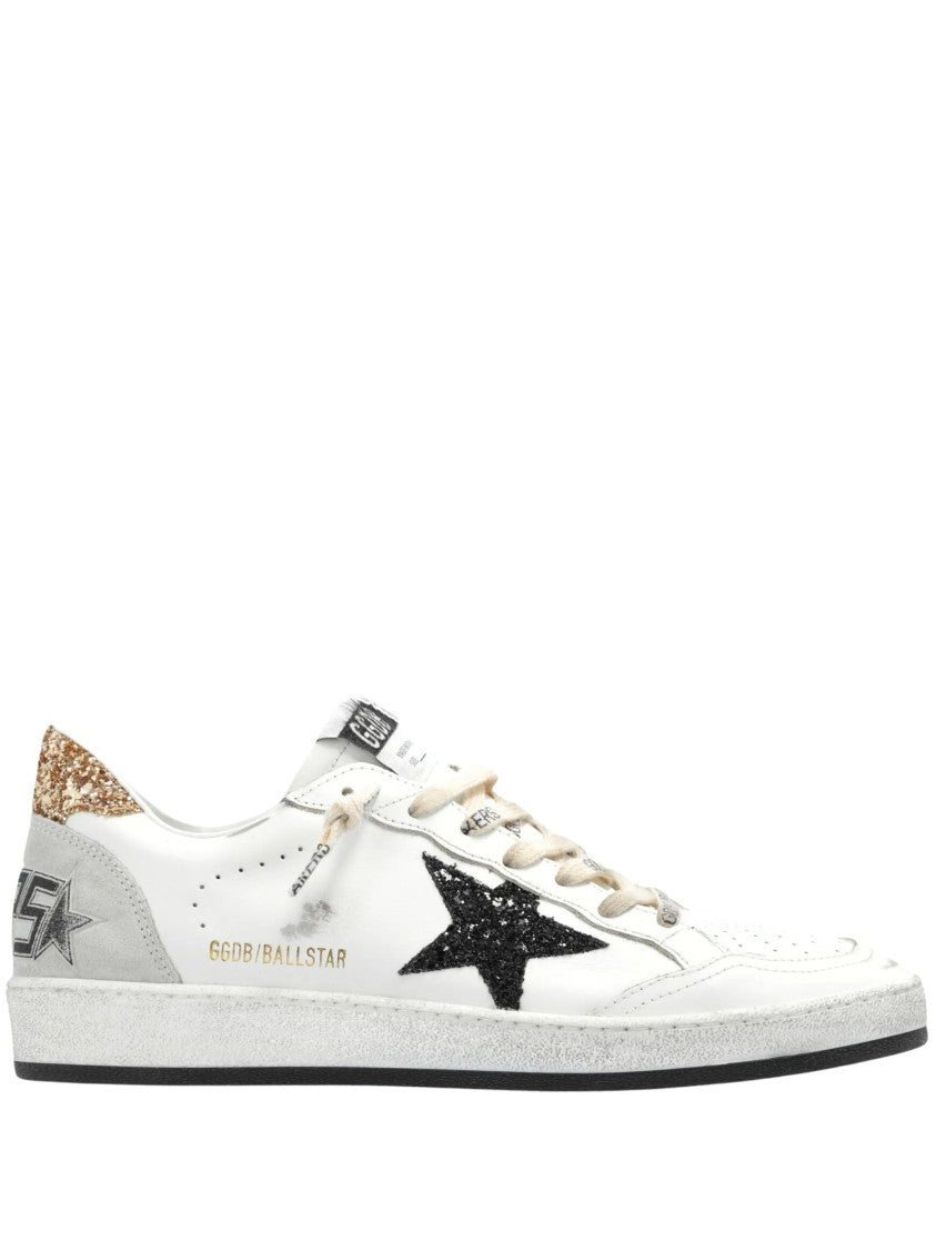 Golden Goose Paneled Leather Sneakers With Glittery Star Detail
