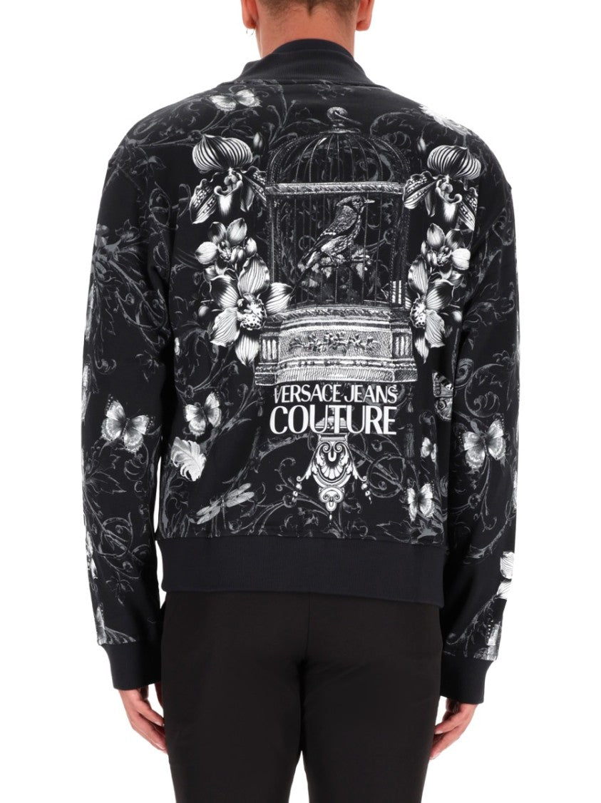 Versace Jeans Couture Floral Butterfly Cotton Fleece Bomber Jacket