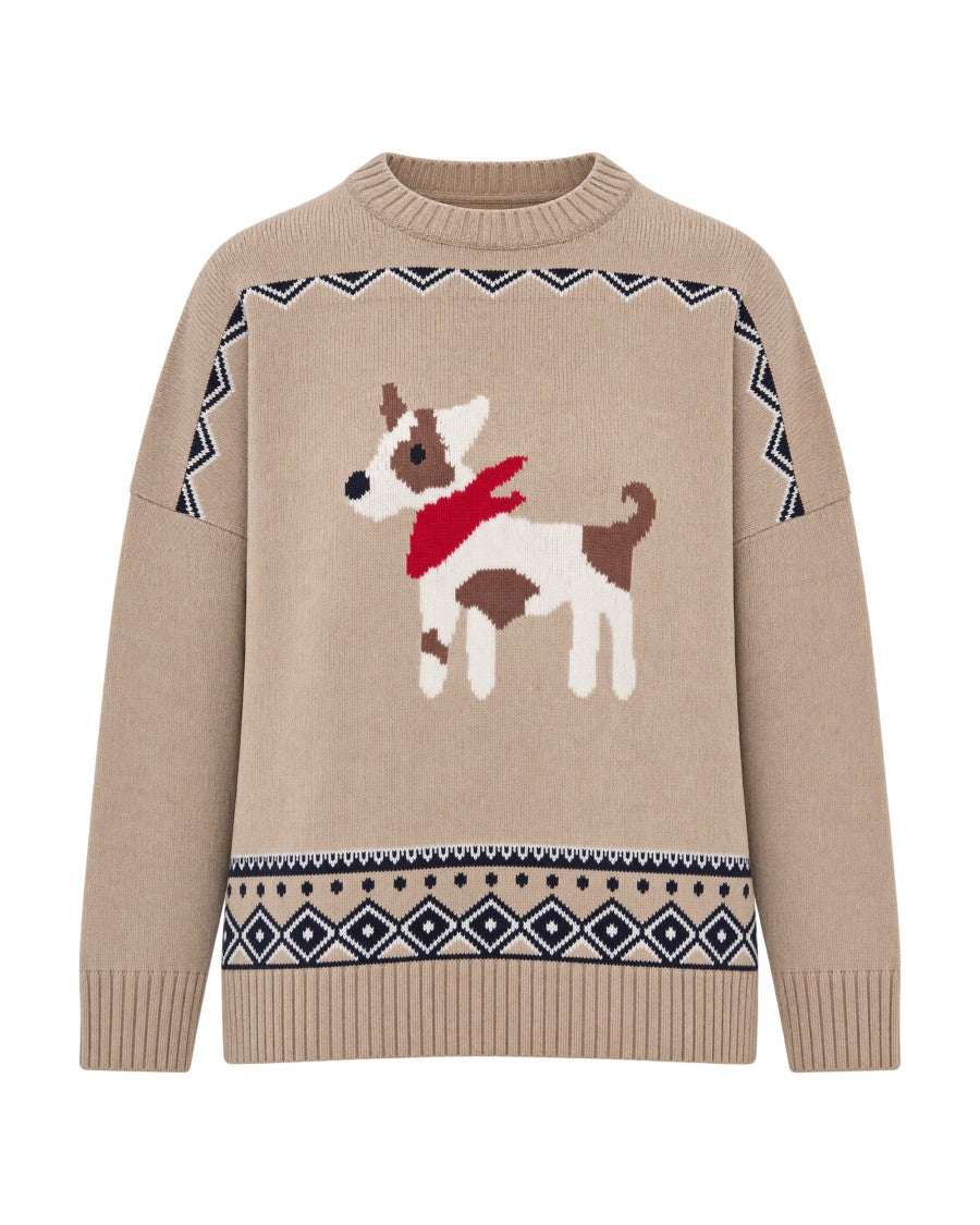 Max Mara Sabbia Pavidi Jacquard Dog Wool-Blend Sweater