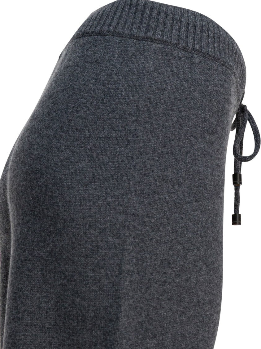 Drumohr Wide-Leg Cashmere Trousers With Ribbed Waistband