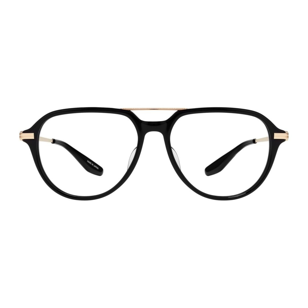 Barton Perreira Dunn Aviator-Frame Black Acetate Eyeglasses With Slender Gold Temples