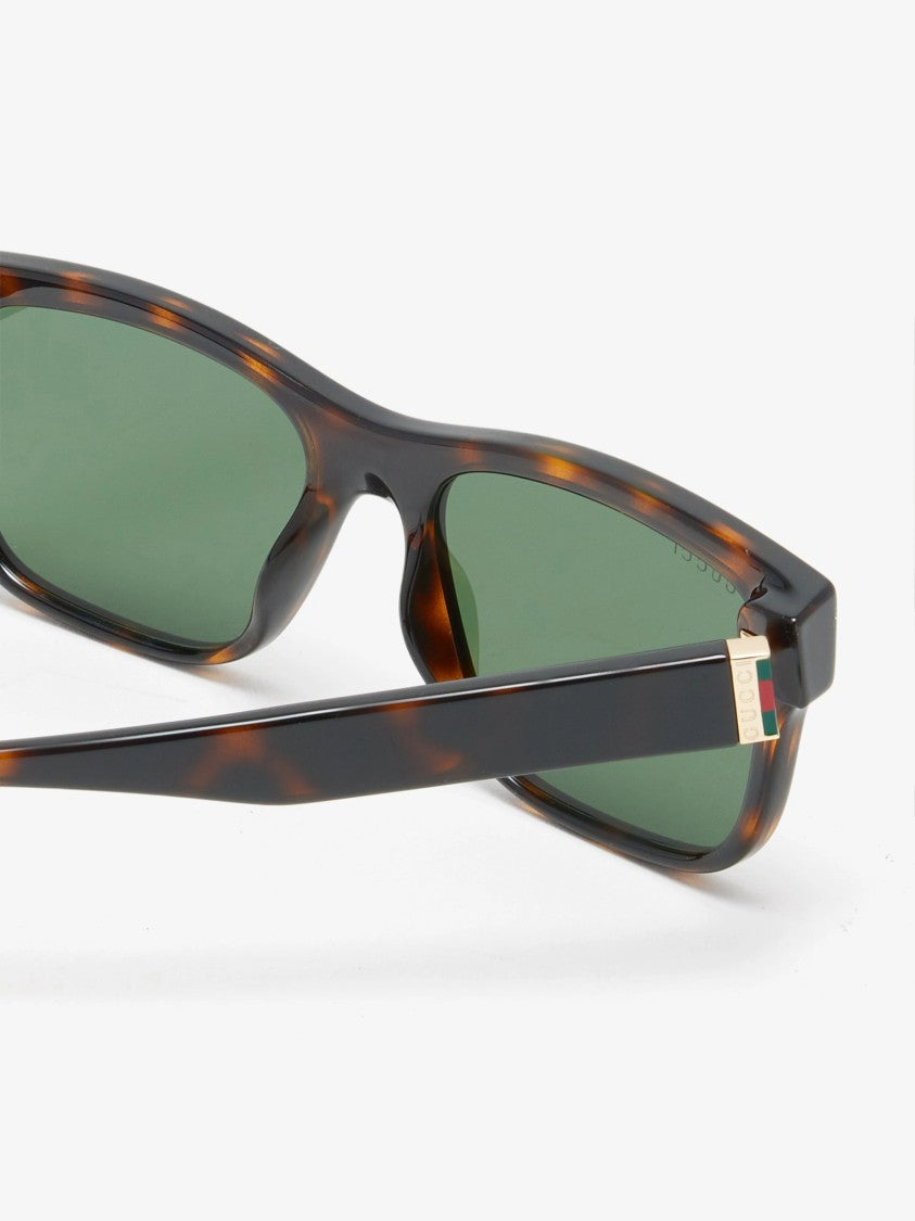 Gucci Brown Rectangular Tortoiseshell Amber Sunglasses