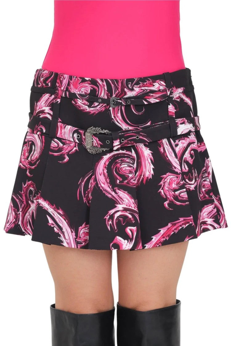 Versace Jeans Couture Pleated Skirt - Black/Fuchsia