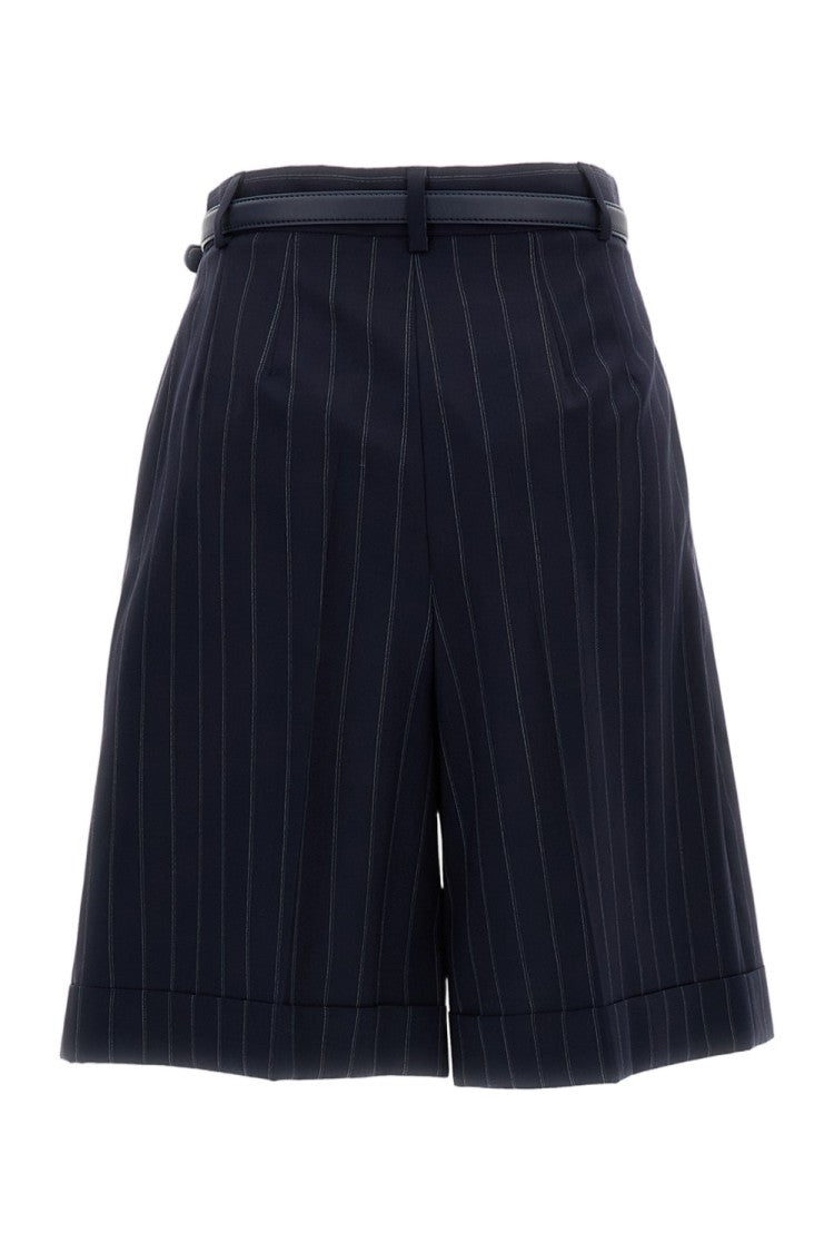 Max Mara Blue Pinstriped Ere Wool Bermuda Shorts