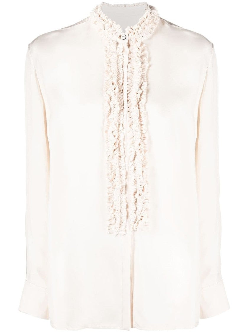 Jil Sander Long Sleeve Shirt With Ruffled Front Placket