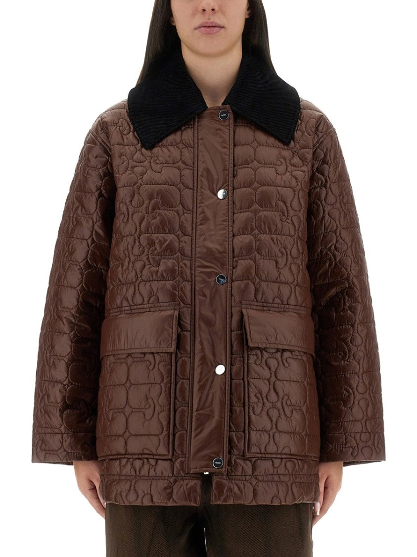 Ganni Quilted Midi Front Flap Jacket