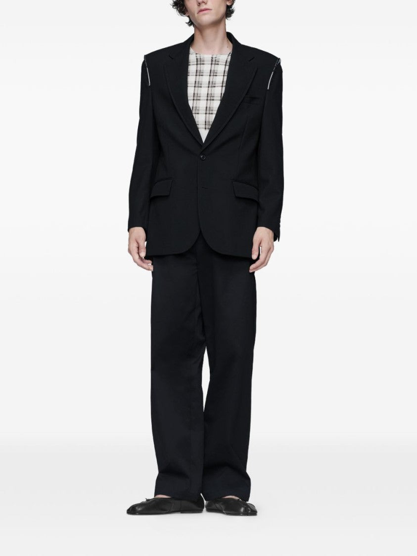 Maison Margiela Off-White Check Pattern Crew Neck T-Shirt