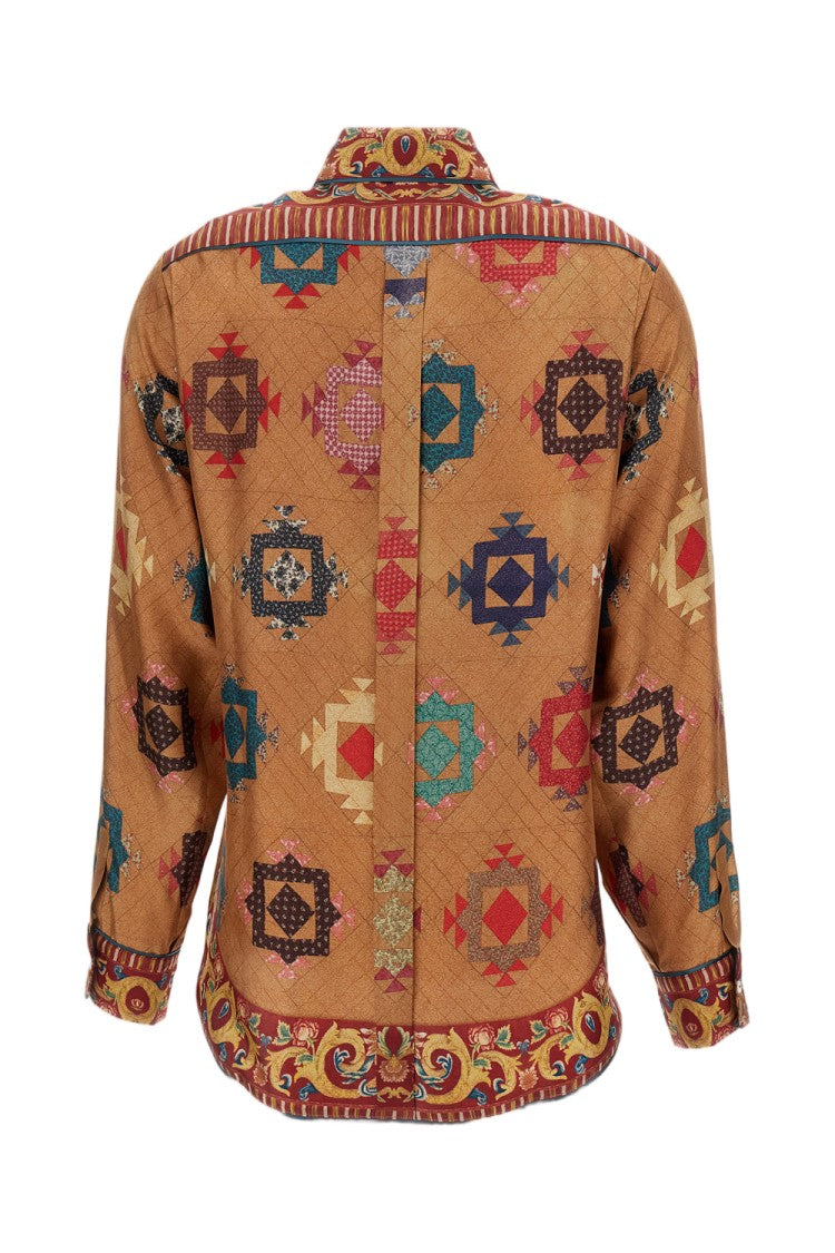 Pierre-Louis Mascia Multicolor Tapestry Print Silk Twill Long-Sleeve Shirt