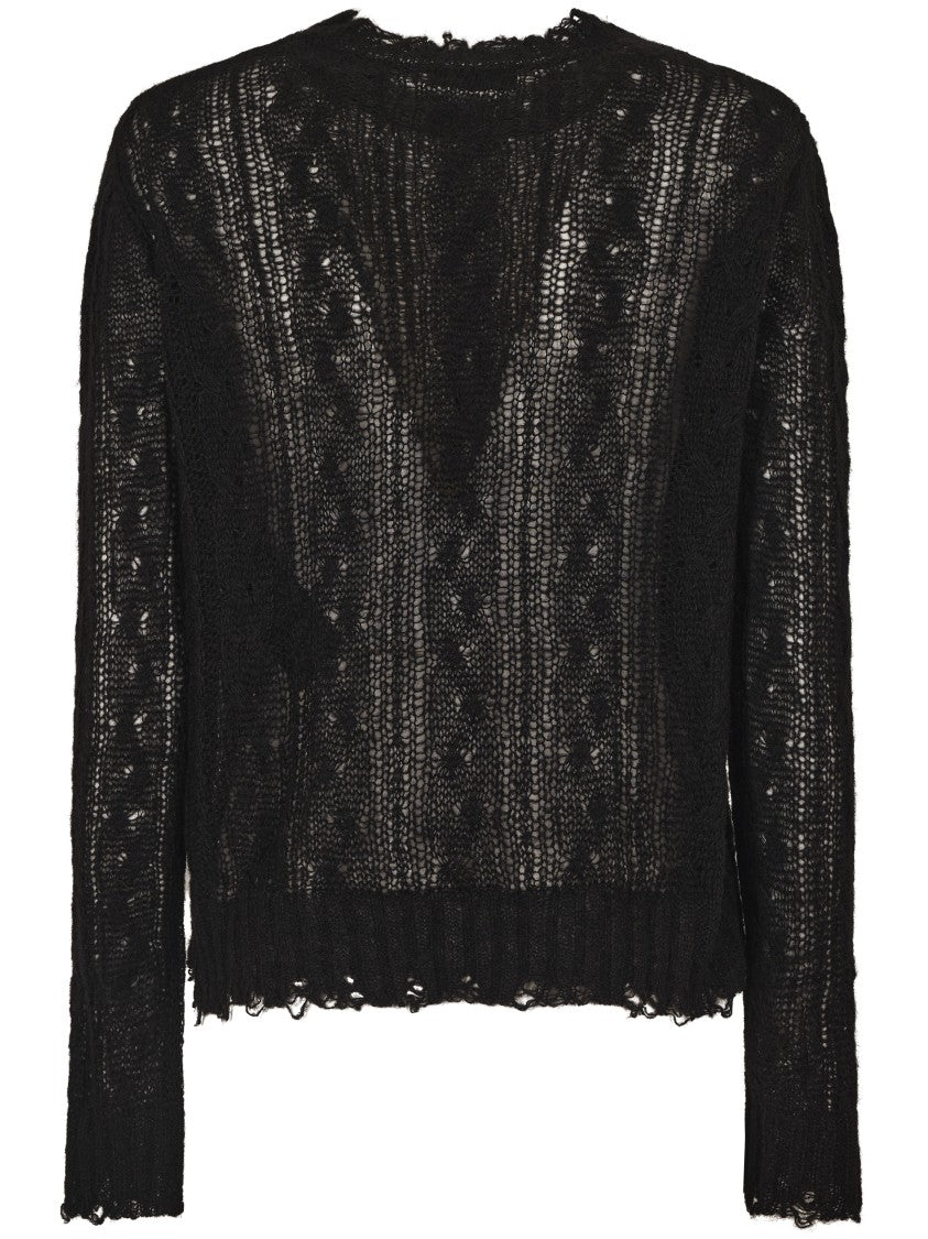 Alanui Delicate Textured Knit Sweater With Frayed Edges