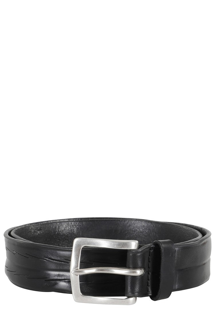 Orciani Bull Soft Smooth Black Leather Belt