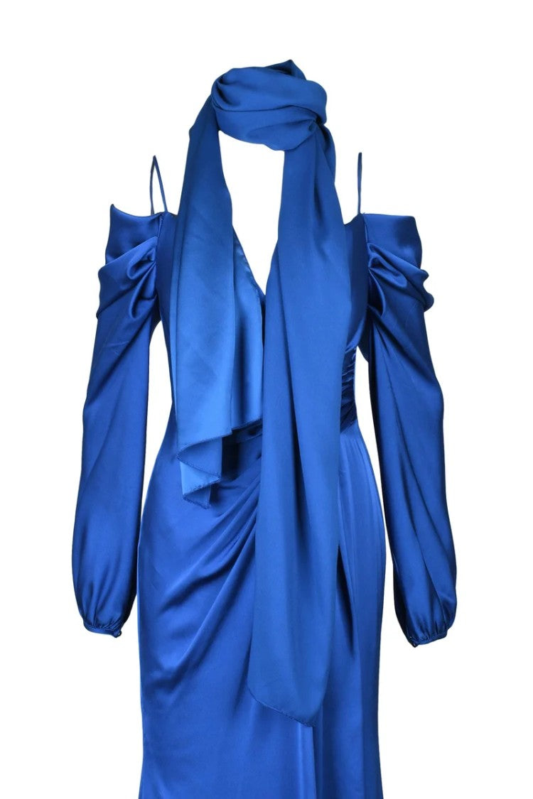 4 Meta Long Dress Slit - Blue