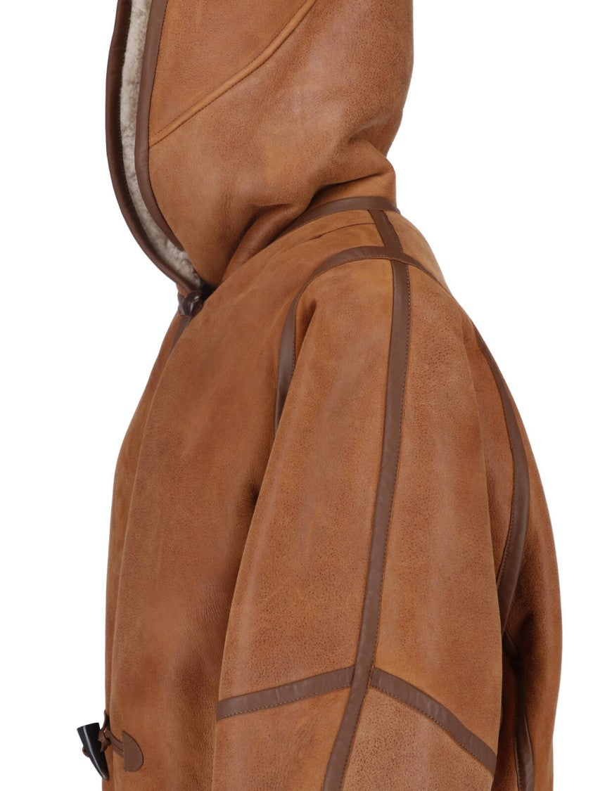 Isabel Marant Amiel Hooded Shearling-Lined Leather Jacket
