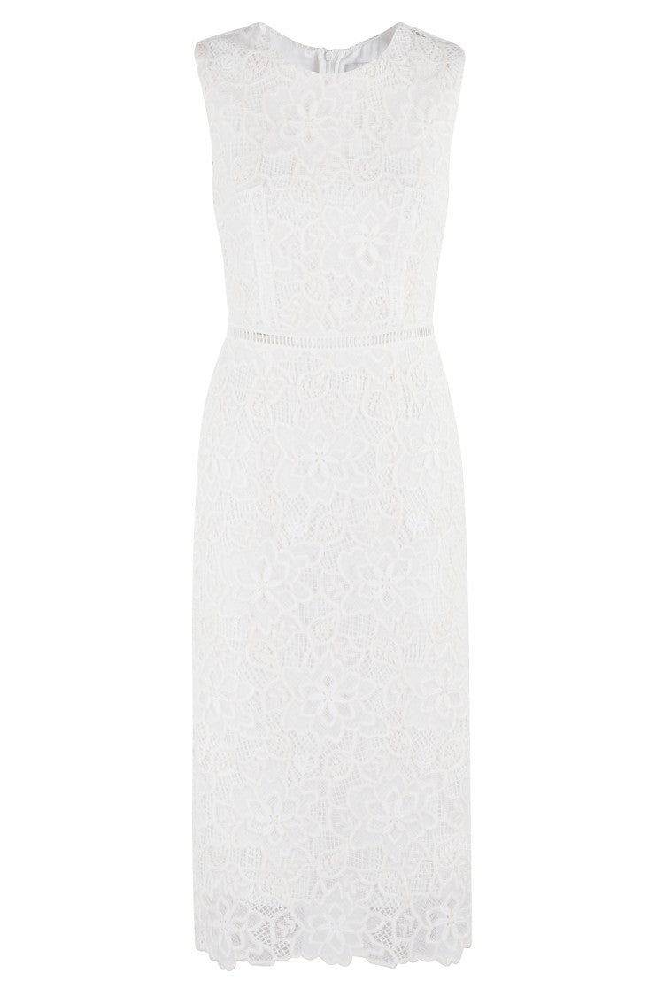 Ermanno Firenze Fitted Macramé Lace Midi Dress