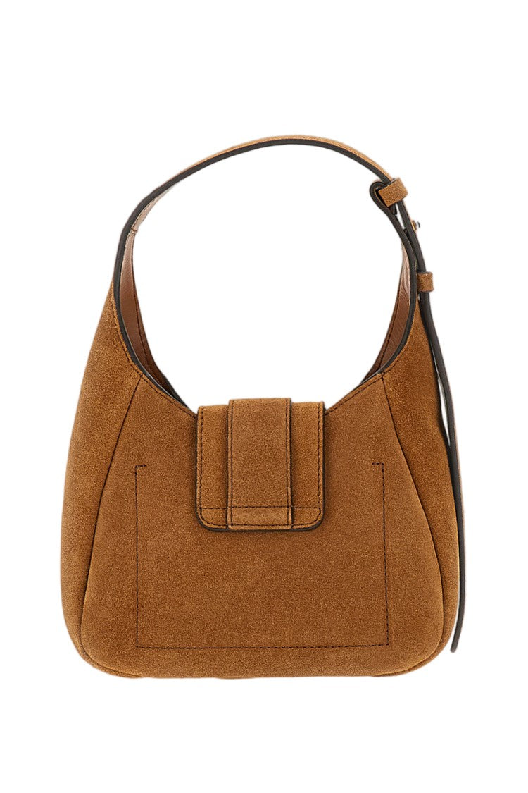 Hogan Beige H01x Embossed Tassel Suede Mini Hobo Bag