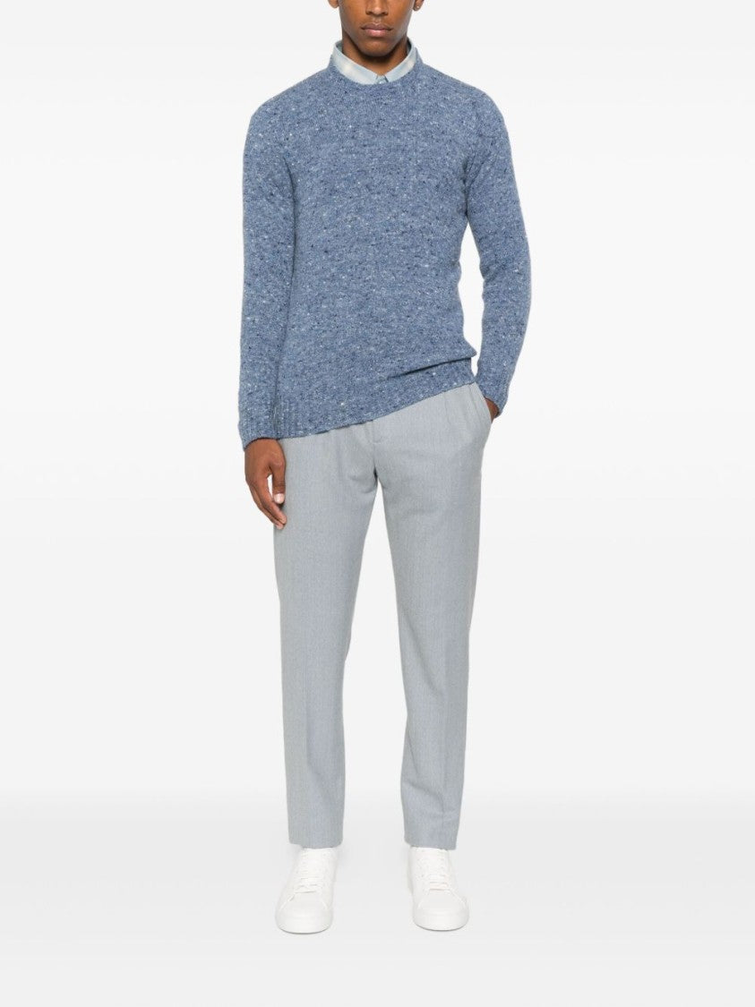 Drumohr Blue Speckled Pattern Crew Neck Sweater