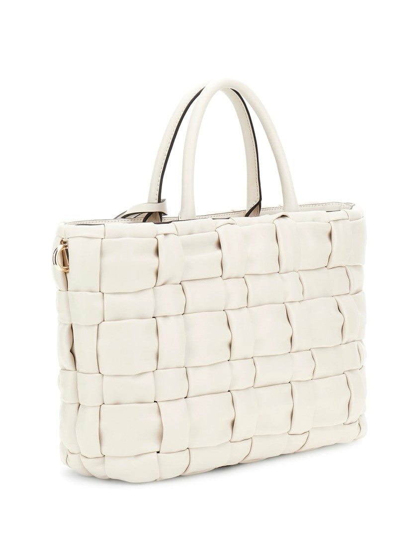 Guess Woven Faux Leather Handbag With Gold-Tone Hardware