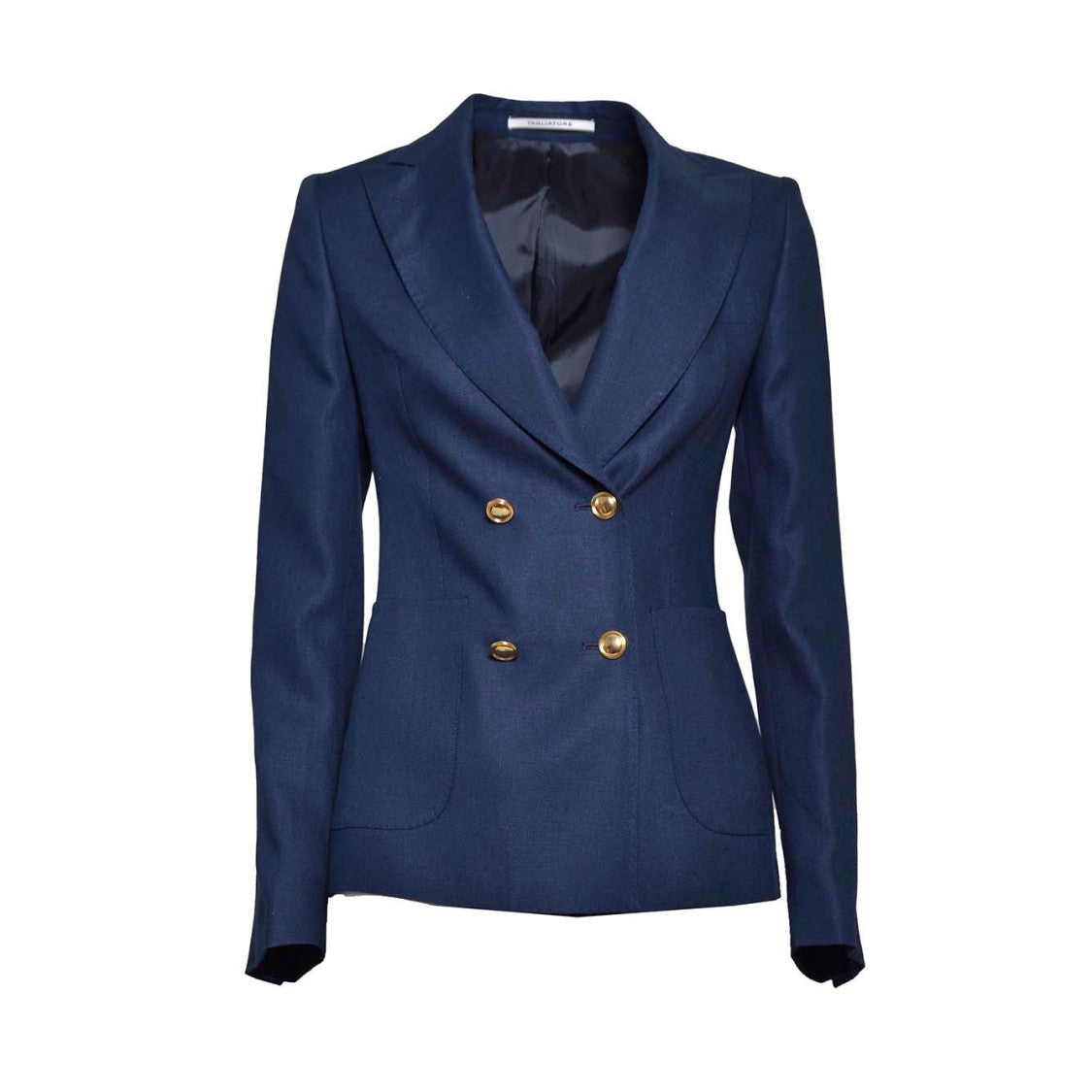 Tagliatore J-Coral Double Breasted Jacket In Blue Linen