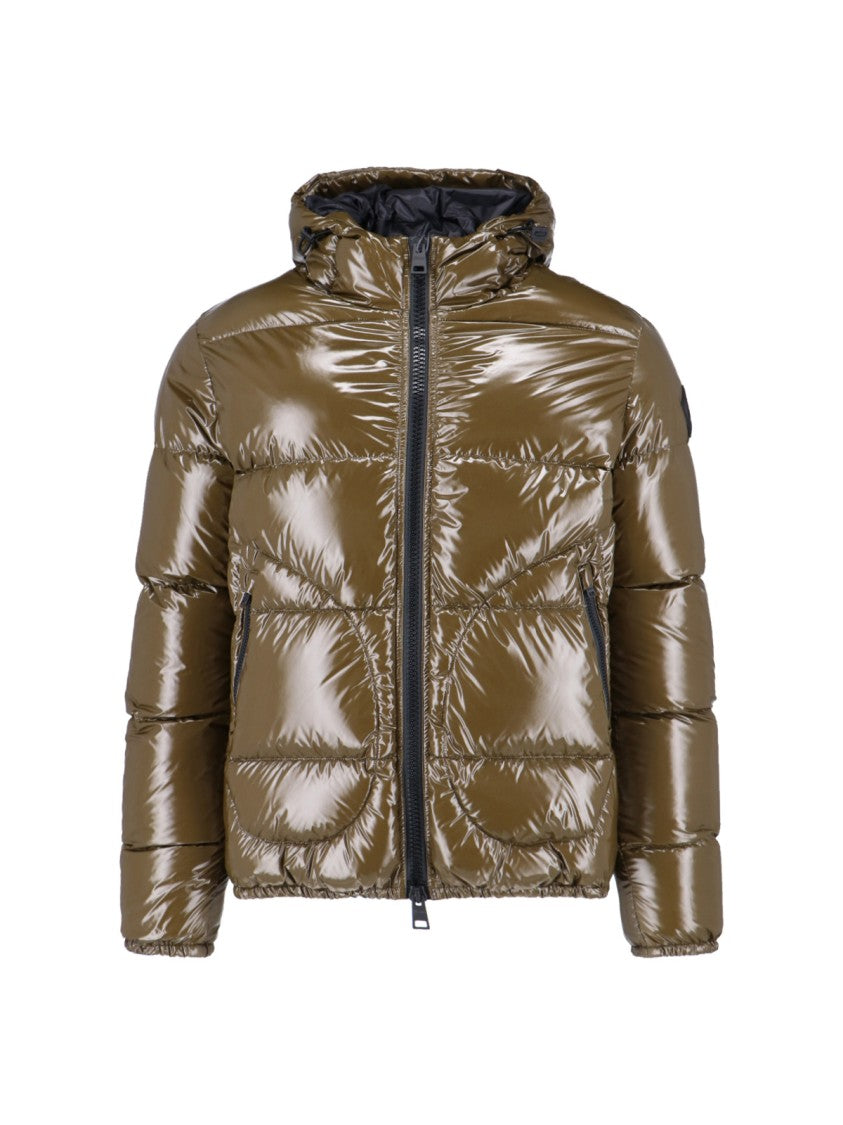 Herno Quilted Hooded Down Jacket With Logo Patch