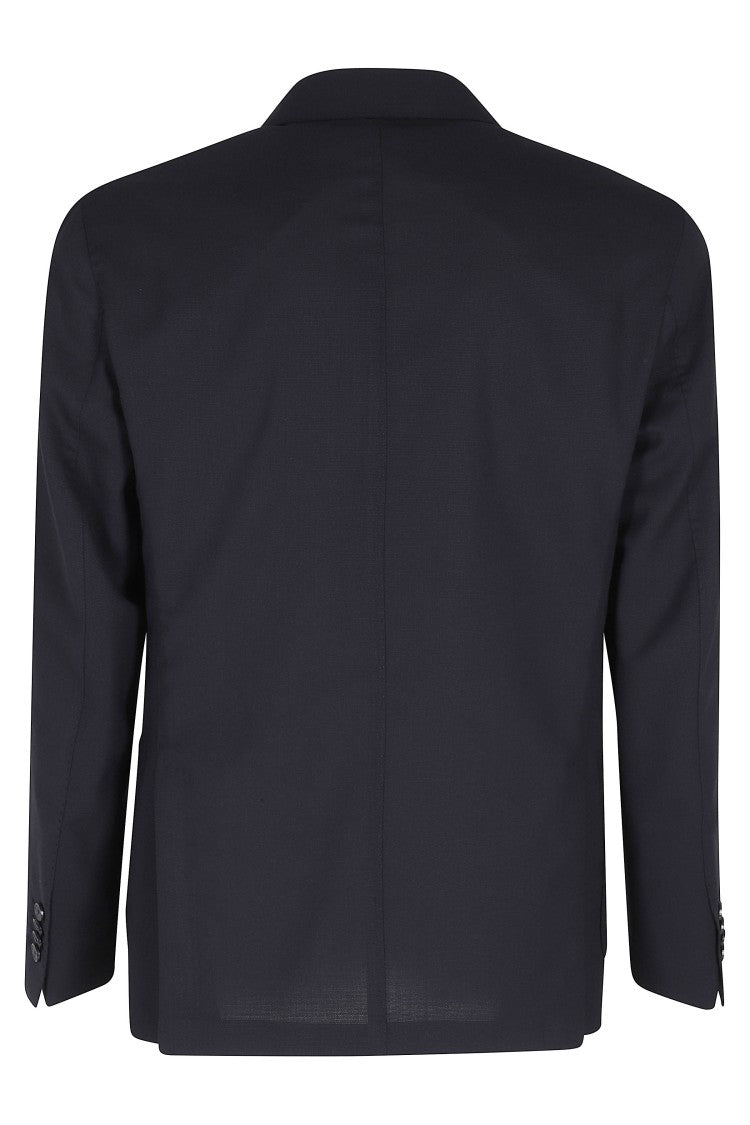 Santaniello Blue Opsak Wool-Blend Single-Breasted Blazer