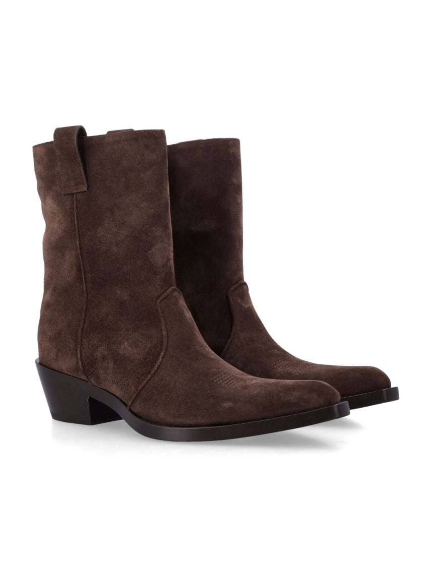 Khaite Clive Texano Pointed-Toe Leather Boots