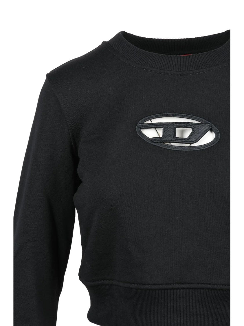 Diesel Black Raised Logo Fitted Cropped Sweatshirt