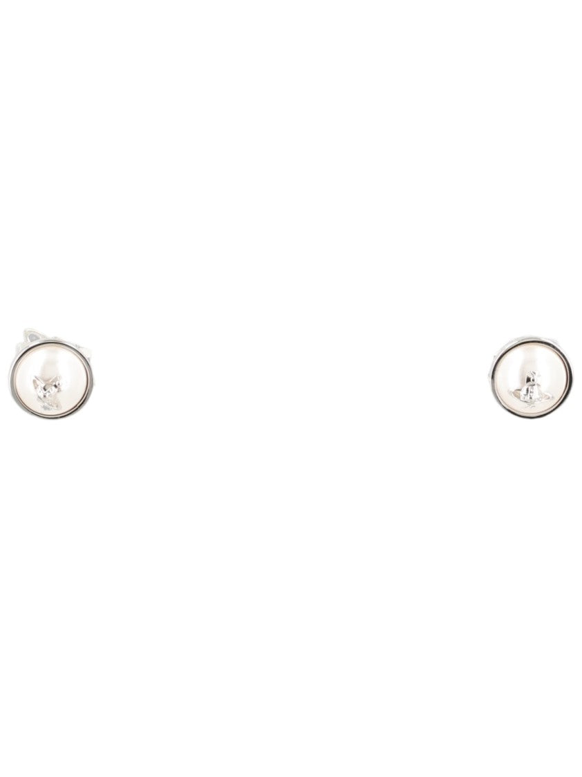 Vivienne Westwood Olga Oval-Shaped Silver Stud Earrings
