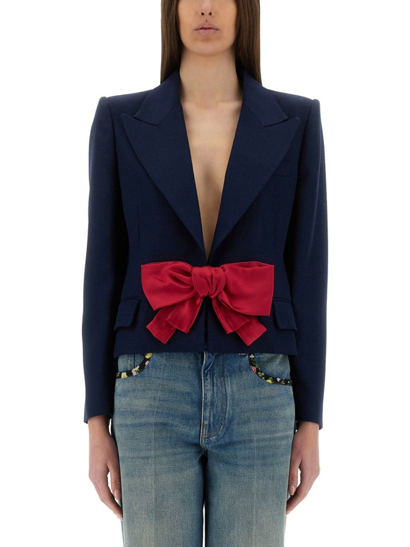 Valentino Viscose Jacket With Structured Bow Detail