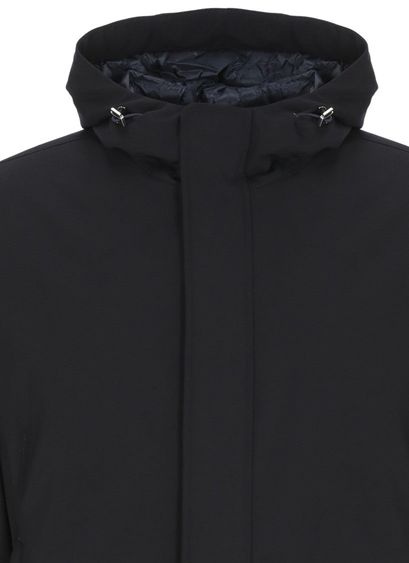Herno Blue Hooded Short Down Jacket
