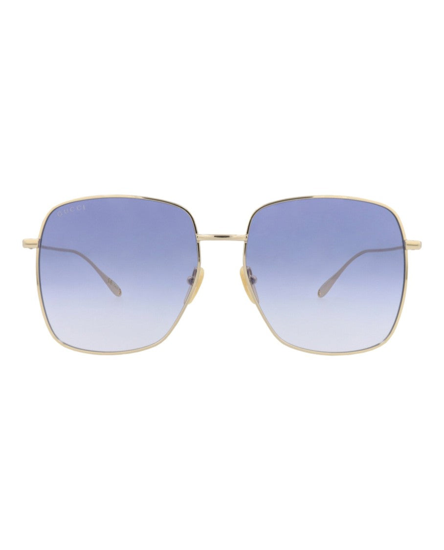 Gucci Square-Frame Metal Sunglasses With Gradient Lens