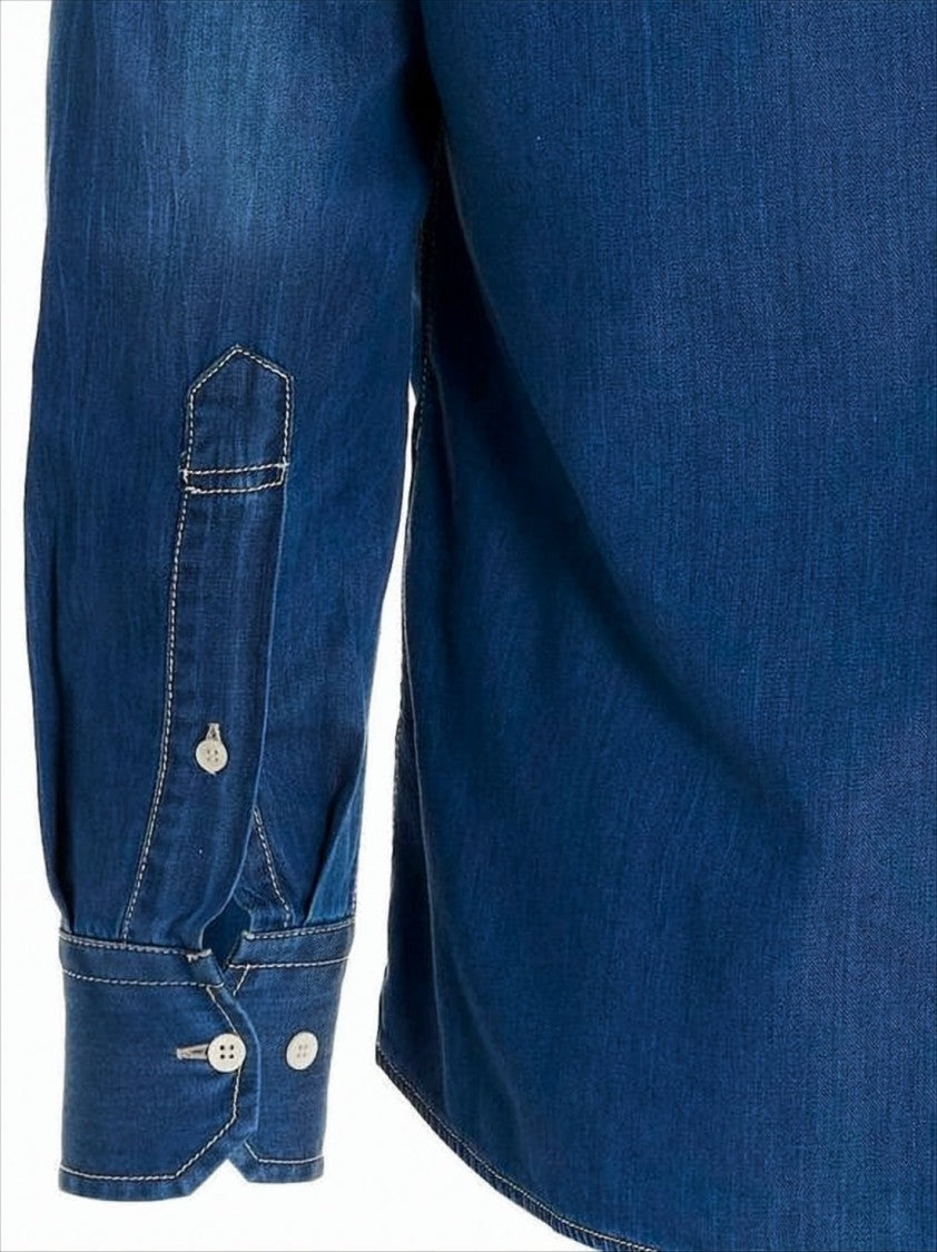 Brunello Cucinelli Classic Denim Long-Sleeve Shirt With Flap Pockets