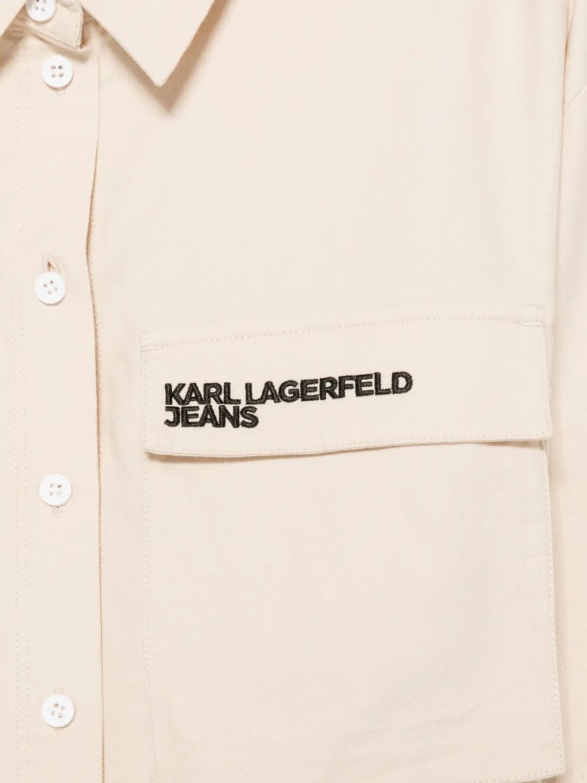 Karl Lagerfeld Cropped Boxy Shirt With Flap Pocket
