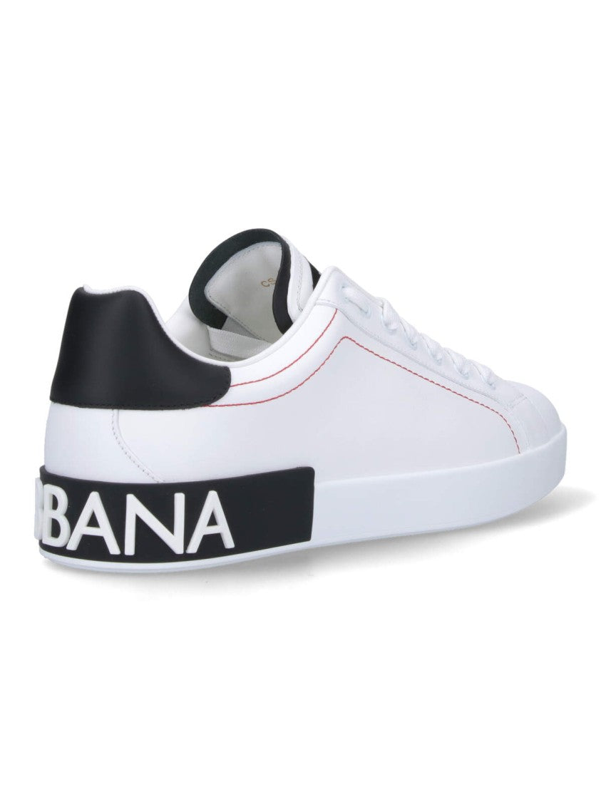 Dolce & Gabbana "Portofino" Sneakers, In White Leather