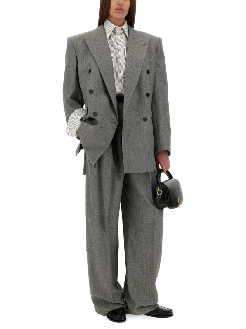 Saint Laurent Vertical Stripe Cotton Shirt With Relaxed Fit