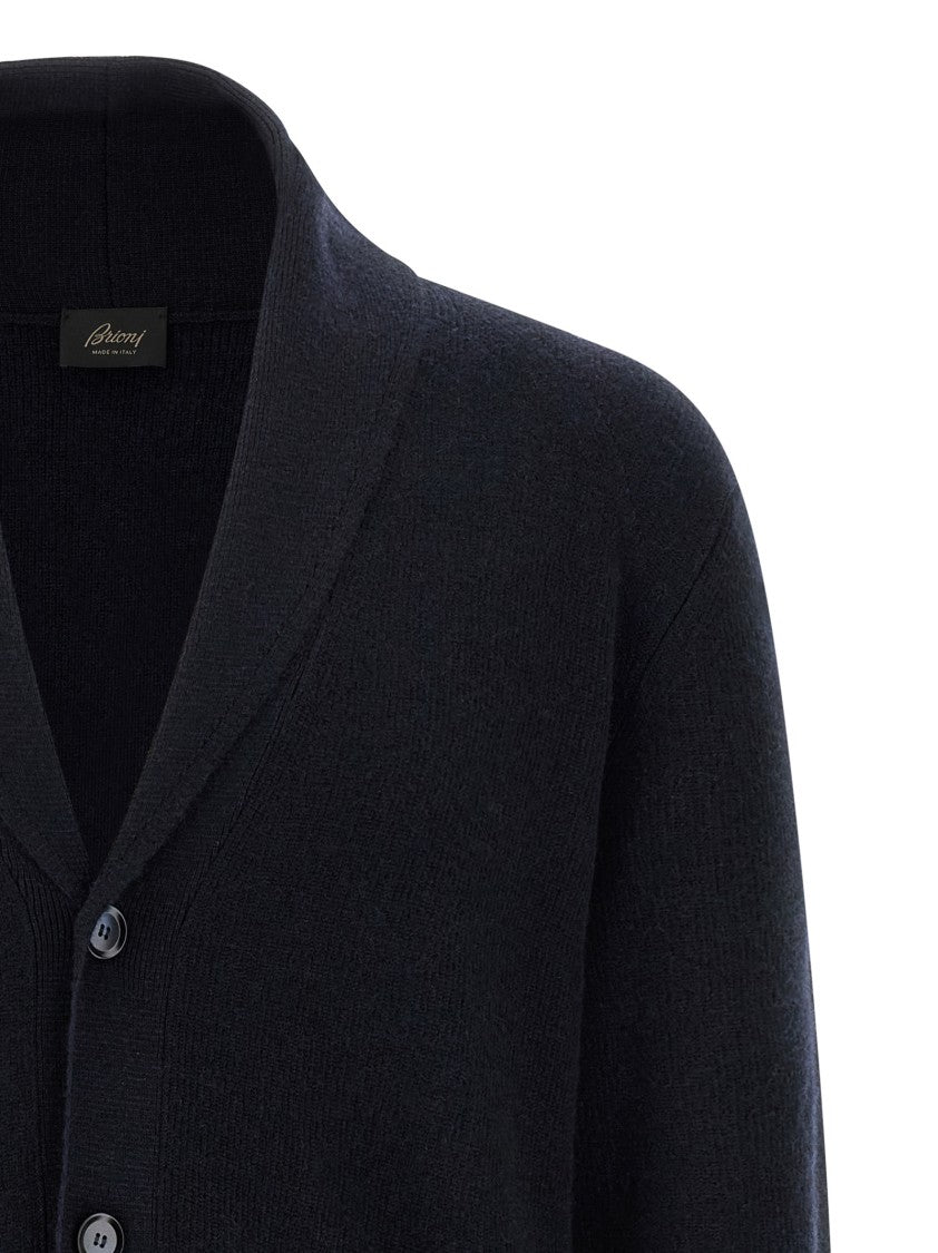 Brioni Shawl Collar Cashmere And Wool Blend Cardigan