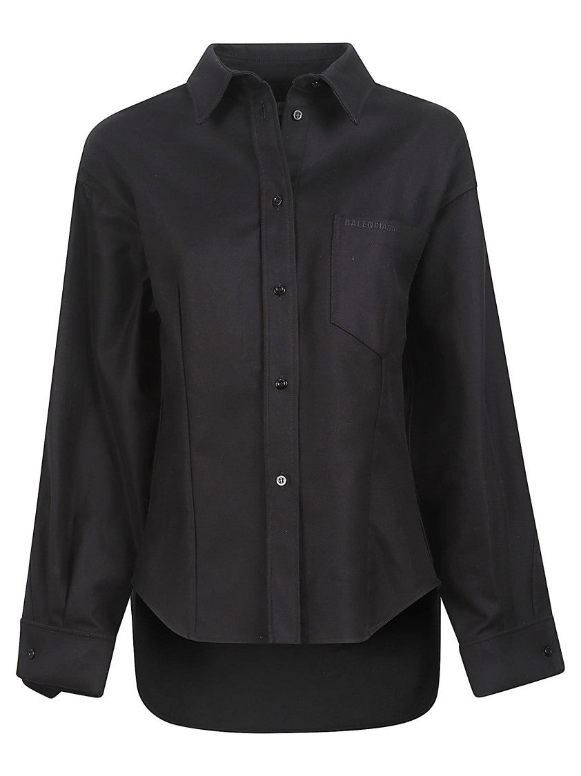 Balenciaga Tailored Black Shirt With Classic Collar And Button-Down Front