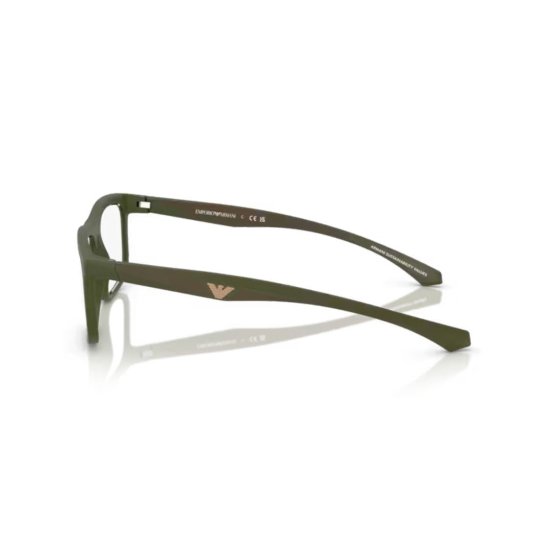 Emporio Armani 0Ea3246 Rectangular Eyeglasses With Matte Olive Green Frame