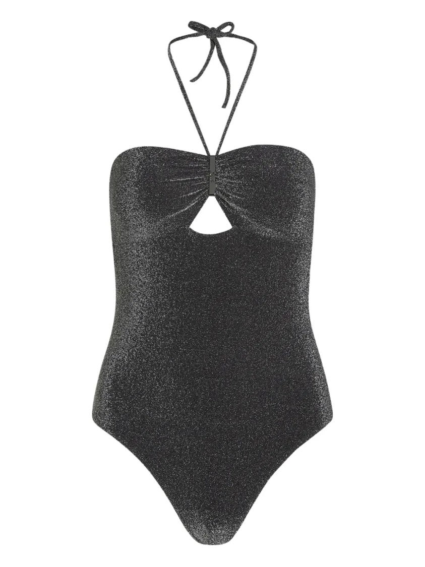 Karl Lagerfeld One-Piece Swimsuit With Halter Neck And Metallic Clasp
